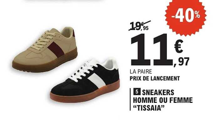 5 SNEAKERS HOMME OU FEMME “TISSAIA”
