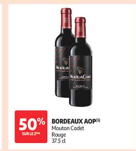 50% SUR LE 2EME BORDEAUX AOP(1) Mouton Cadet Rouge 37.5 cl