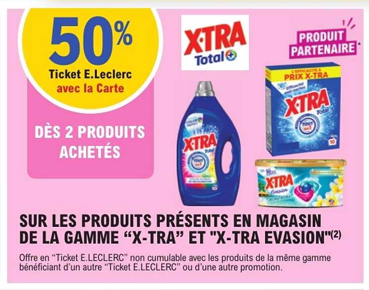 50% Ticket E.Leclerc avec la Carte dès 2 produits achetés