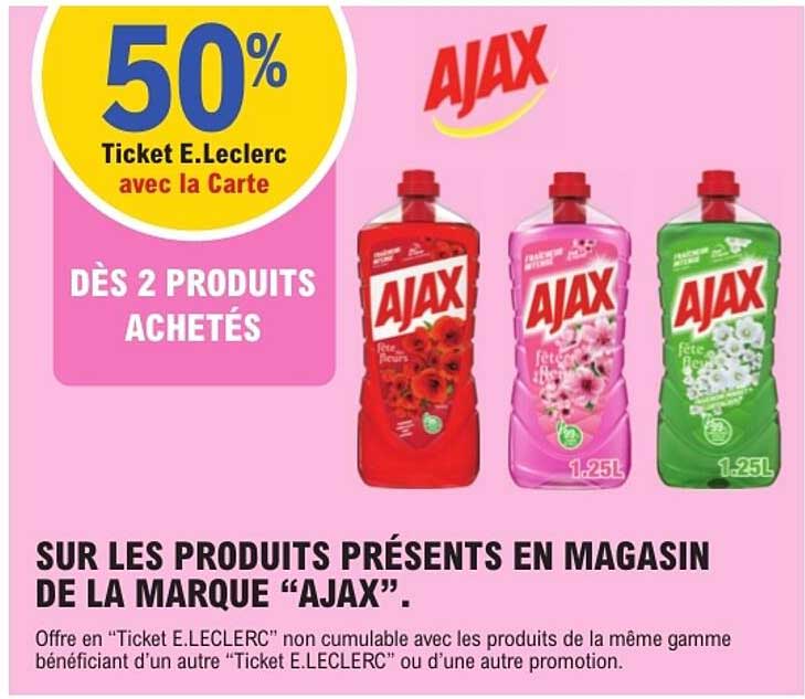 50% Ticket E.Leclerc avec la Carte DÈS 2 PRODUITS ACHETÉS