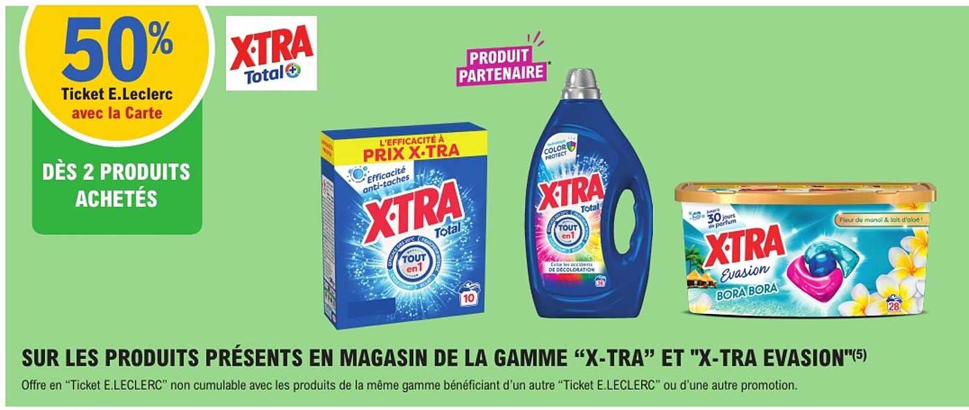 50% Ticket E.Leclerc avec la Carte DÈS 2 PRODUITS ACHETÉS