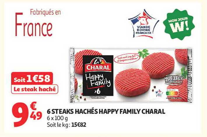 6 STEAKS HACHÉS HAPPY FAMILY CHARAL