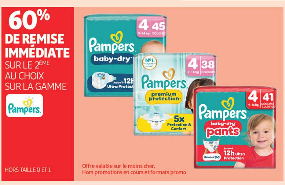 60% DE REMISE IMMÉDIATE SUR LE 2ÈME AU CHOIX SUR LA GAMME Pampers