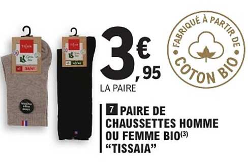 7 PAIRE DE CHAUSSETTES HOMME OU FEMME BIO “TISSAIA”