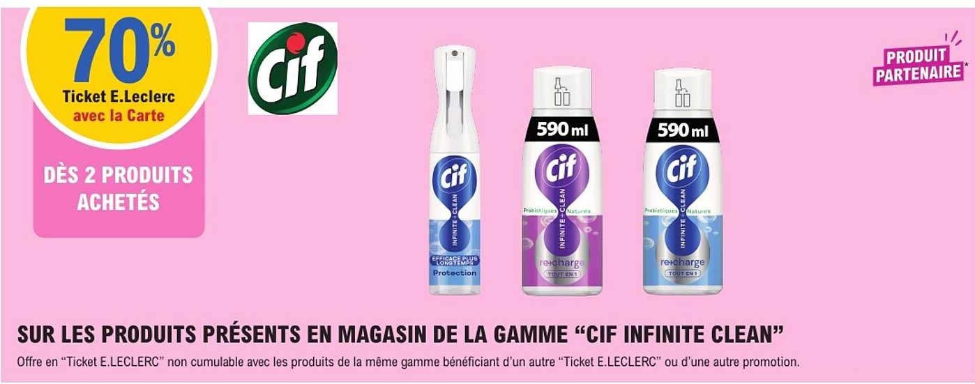 70% Ticket E.Leclerc avec la Carte DÈS 2 PRODUITS ACHETÉS