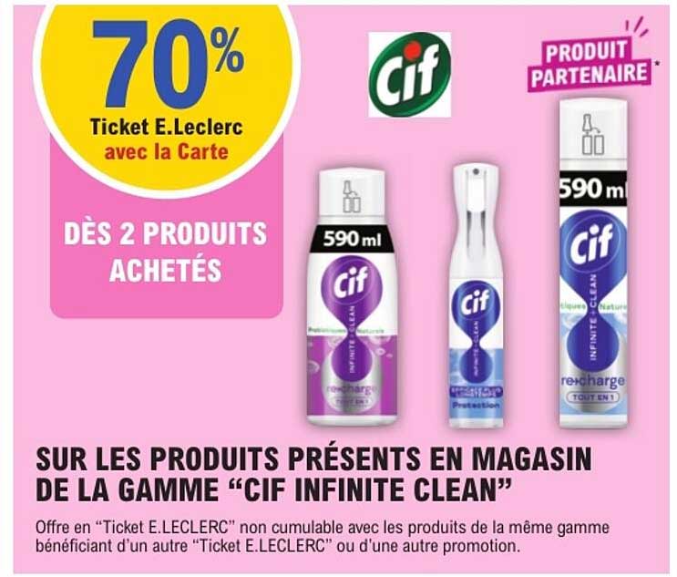 70% Ticket E.Leclerc avec la Carte DÈS 2 PRODUITS ACHETÉS