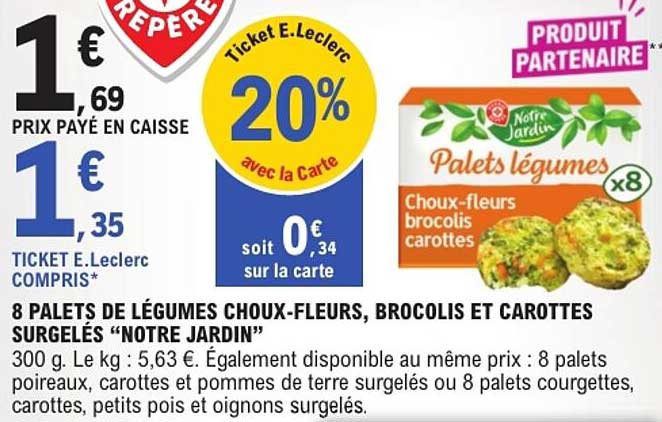 8 PALETS DE LÉGUMES CHOUX-FLEURS, BROCOLIS ET CAROTTES SURGELÉS “NOTRE JARDIN”