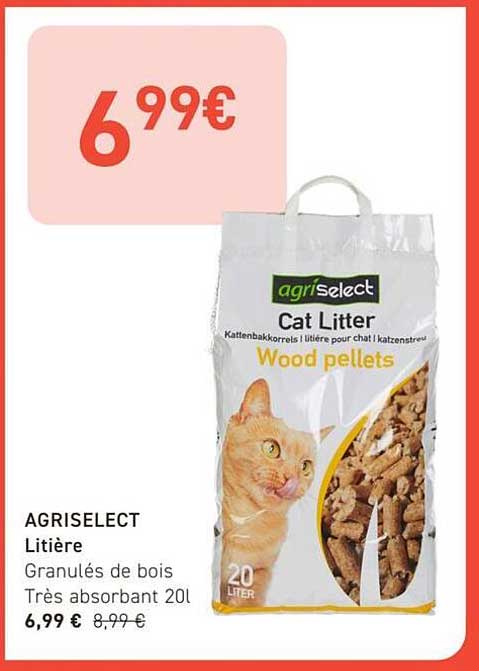 AGRSELECT Litière Granulés de bois Très absorbant 20l
