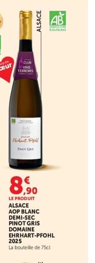 ALSACE AOP BLANC DEMI-SEC PINOT GRIS DOMAINE EHRHART-PFOHL 2025