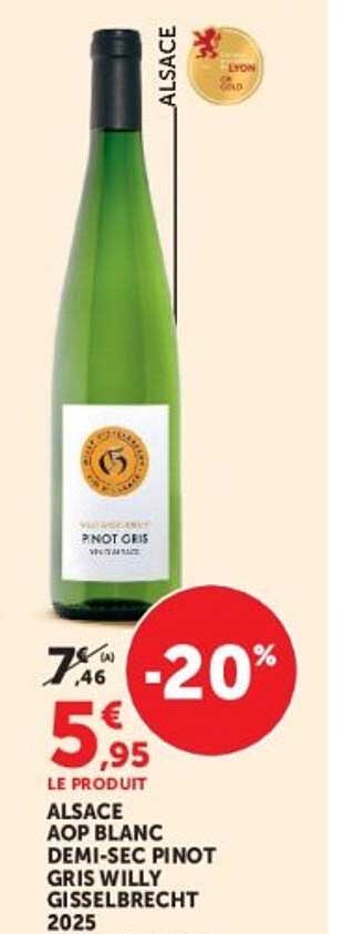 ALSACE AOP BLANC DEMI-SEC PINOT GRIS WILLY GISSELBRECHT 2025