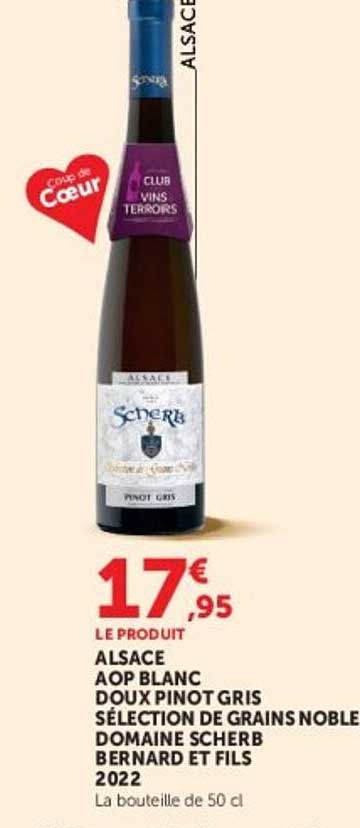 ALSACE AOP BLANC DOUX PINOT GRIS SÉLECTION DE GRAINS NOBLE DOMAINE SCHERB BERNARD ET FILS 2022