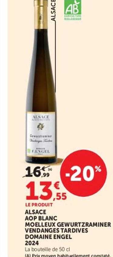 ALSACE AOP BLANC MOELLEUX GEWURZTRAMINER VENDANGES TARDIVES DOMAINE ENGEL 2024