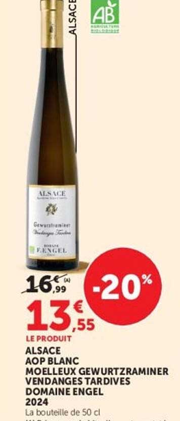 ALSACE AOP BLANC MOELLEUX GEWURZTRAMINER VENDANGES TARDIVES DOMAINE ENGEL 2024