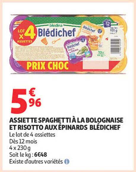 ASSIETTE SPAGHETTI À LA BOLOGNAISE ET RISOTTO AUX ÉPINARDS BLÉDICHEF