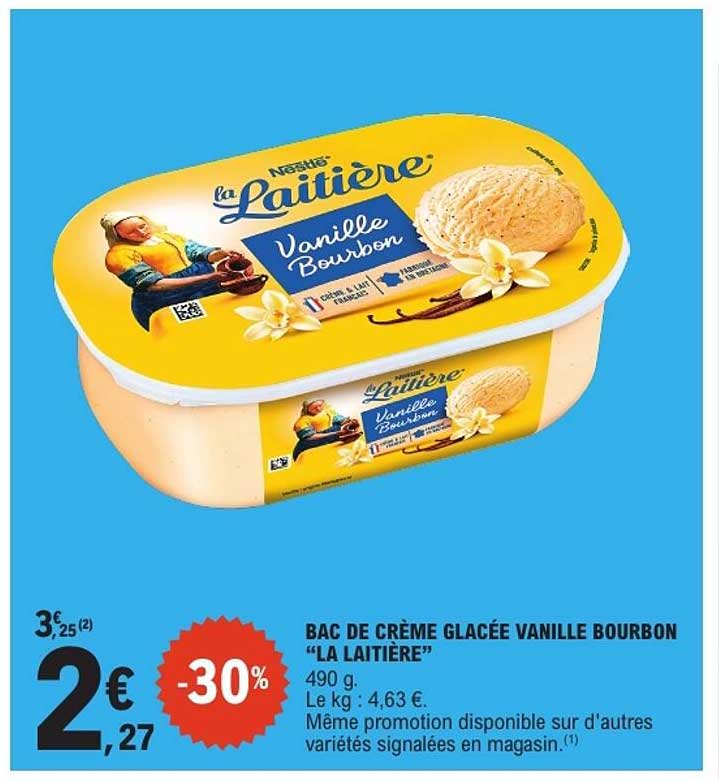 BAC DE CRÈME GLACÉE VANILLE BOURBON “LA LAITIÈRE”
