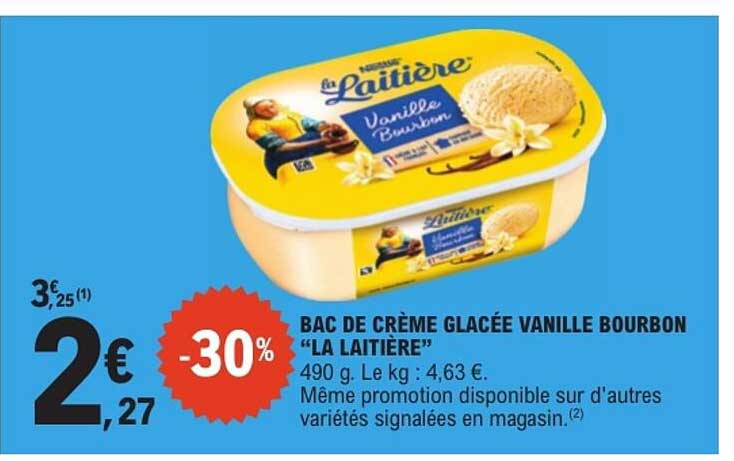 BAC DE CRÈME GLACÉE VANILLE BOURBON “LA LAITIÈRE”