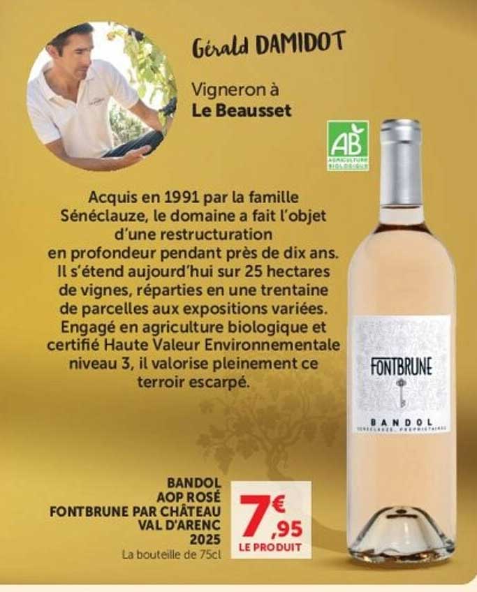 BANDOL AOP ROSÉ FONTBRUNE PAR CHÂTEAU VAL D’ARENC 2025