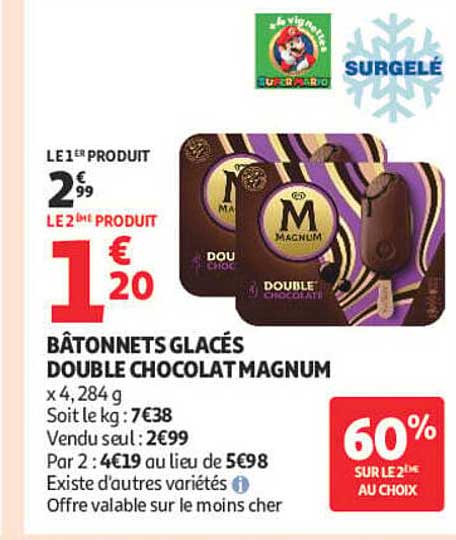 BÂTONNETS GLACÉS DOUBLE CHOCOLAT MAGNUM
