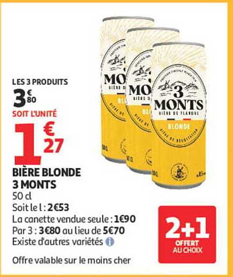 BIÈRE BLONDE 3 MONTS 50 cl