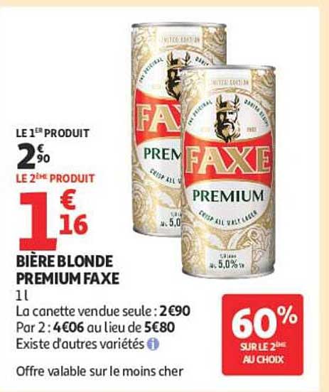 BIÈRE BLONDE PREMIUM FAXE 1l