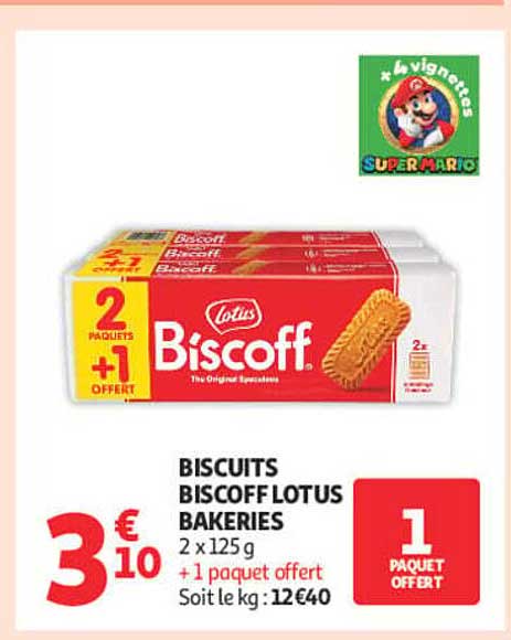 BISCUITS BISCOFF LOTUS BAKERIES 2 x 125 g + 1 paquet offert