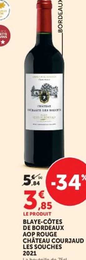 BLAYE-CÔTES DE BORDEAUX AOP ROUGE CHÂTEAU COURJAUD LES SOUCHES 2021