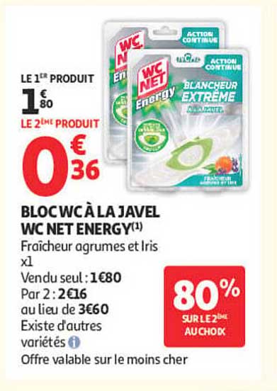 BLOC WC À LA JAVEL WC NET ENERGY(1) Fraîcheur agrumes et iris x1