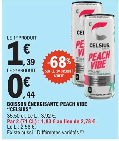 BOISSON ÉNERGISANTE PEACH VIBE “CELSIUS”