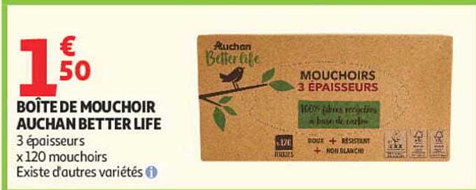 BOÎTE DE MOUCHOIR AUCHAN BETTER LIFE