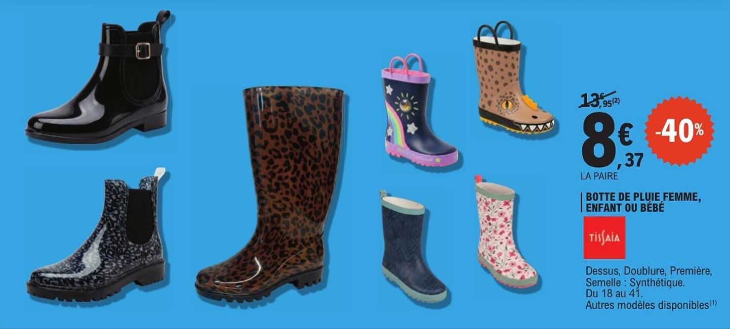 BOTTE DE PLUIE FEMME, ENFANT OU BÉBÉ