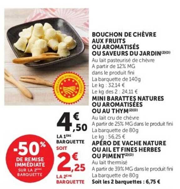 BOUCHON DE CHÈVRE AUX FRUITS OU AROMATISÉS OU SAVEURS DU JARDIN