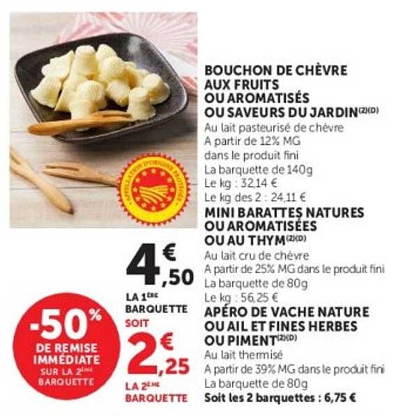 BOUCHON DE CHÈVRE AUX FRUITS OU AROMATISÉS OU SAVEURS DU JARDIN
