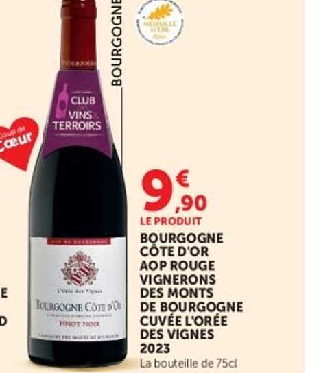 BOURGOGNE CÔTE D'OR AOP ROUGE VIGNERONS DES MONTS DE BOURGOGNE CUVÉE L'ORÉE DES VIGNES 2023