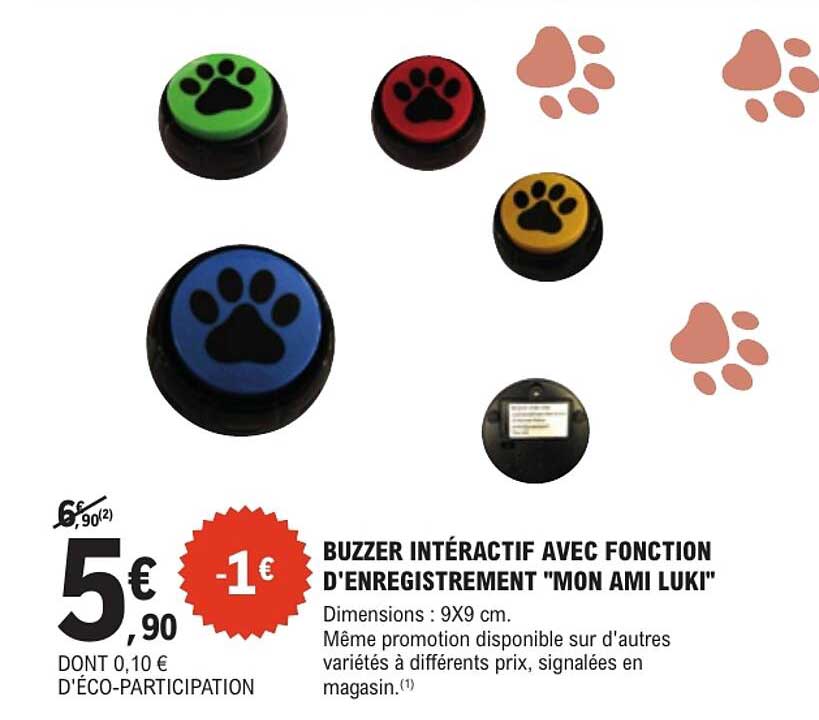 BUZZER INTERACTIF AVEC FONCTION D'ENREGISTREMENT "MON AMI LUKI"