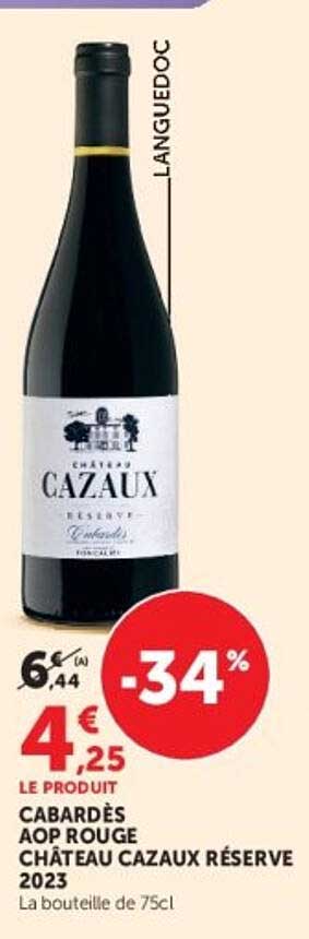 CABARDÈS AOP ROUGE CHÂTEAU CAZAUX RÉSERVE 2023