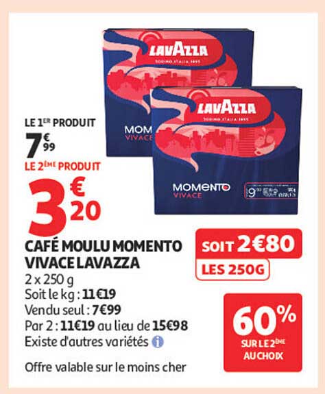 CAFÉ MOULU MOMENTO VIVACE LAVAZZA