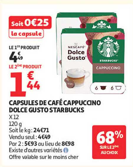 CAPSULES DE CAFÉ CAPPUCCINO DOLCE GUSTO STARBUCKS