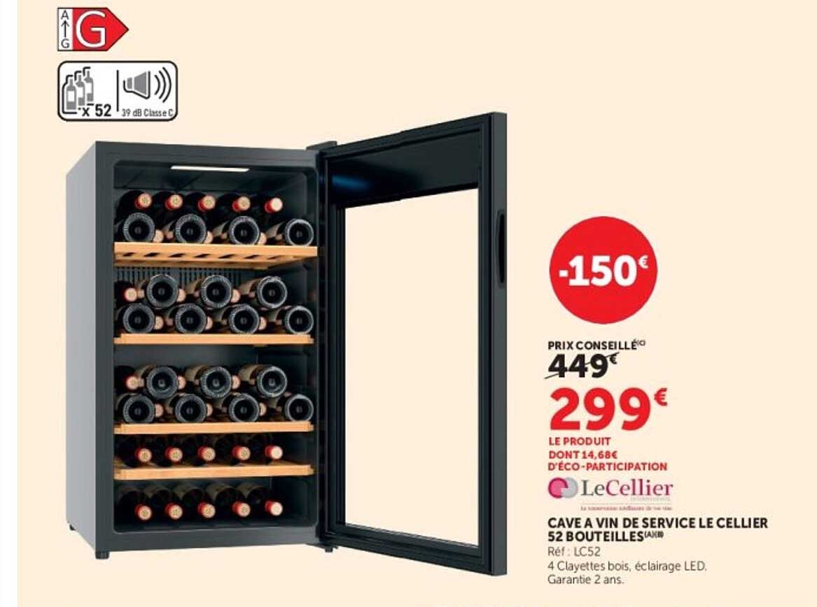 CAVE À VIN DE SERVICE LE CELLIER 52 BOUTEILLES