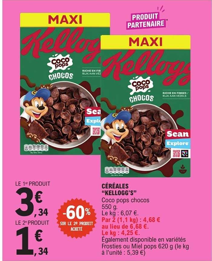 CÉRÉALES “KELLOGG'S” Coco pops chocos 550 g