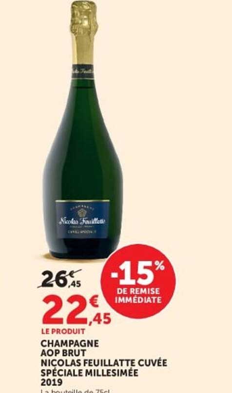 CHAMPAGNE AOP BRUT NICOLAS FEUILLATTE CUVÉE SPÉCIALE MILLESIMÉE 2019