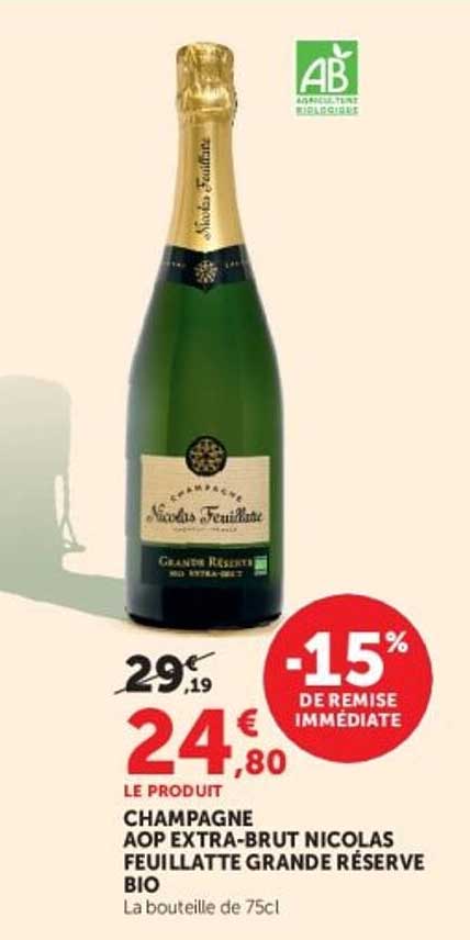 CHAMPAGNE AOP EXTRA-BRUT NICOLAS FEUILLATTE GRANDE RÉSERVE BIO