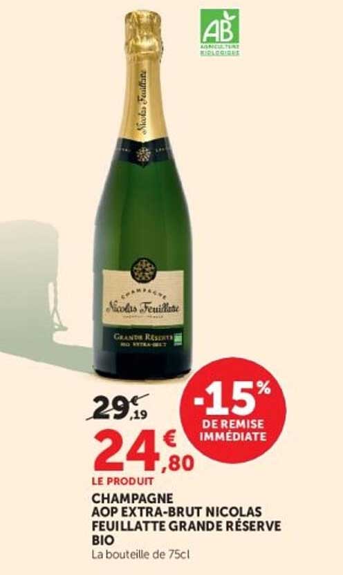 CHAMPAGNE AOP EXTRA-BRUT NICOLAS FEUILLATTE GRANDE RÉSERVE BIO