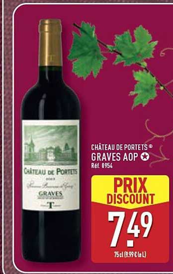 CHÂTEAU DE PORTETS GRAVES AOP Réf. 0954 PRIX DISCOUNT 7.49