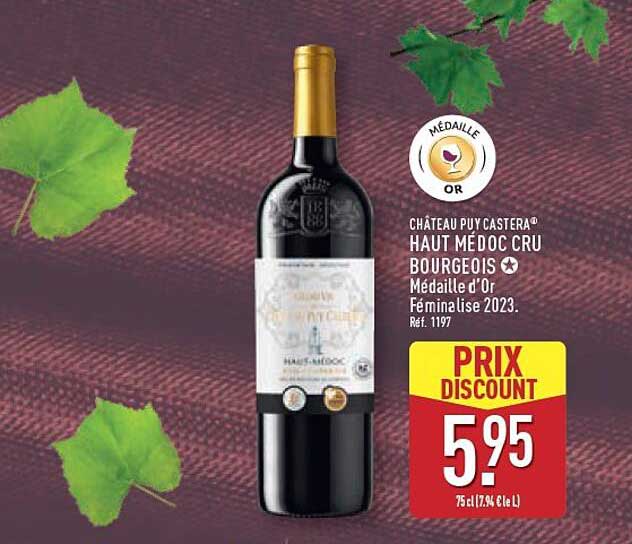 CHÂTEAU PUY CASTERA® HAUT MÉDOC CRU BOURGEOIS Médaille d'Or Féminalise 2023. Réf. 1197