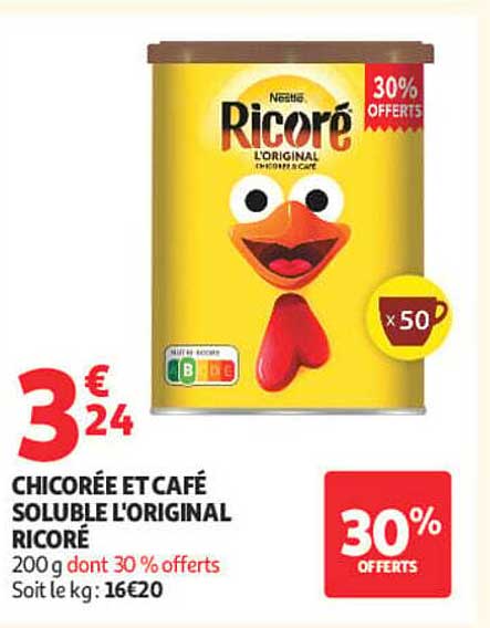 CHICORÉE ET CAFÉ SOLUBLE L'ORIGINAL RICORÉ