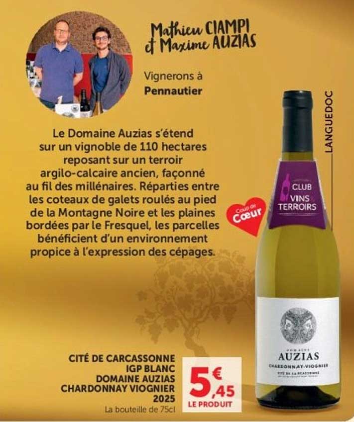 CITÉ DE CARCASSONNE IGP BLANC DOMAINE AUZIAS CHARDONNAY VIOGNIER 2025