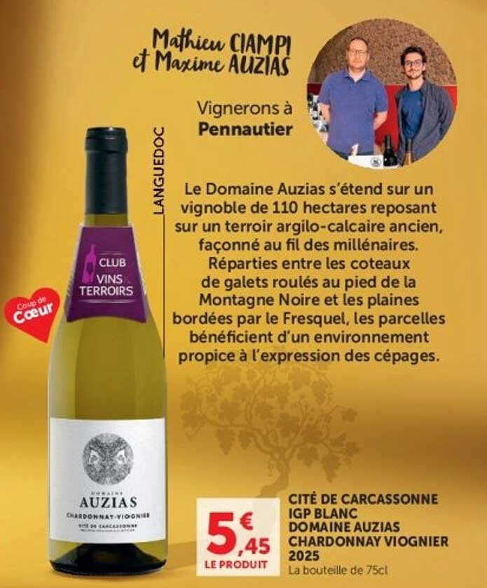 CITÉ DE CARCASSONNE IGP BLANC DOMAINE AUZIAS CHARDONNAY VIOGNIER 2025