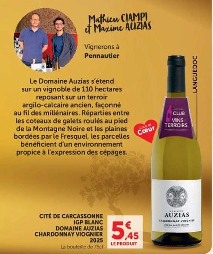 CITÉ DE CARCASSONNE IGP BLANC DOMAINE AUZIAS CHARDONNAY VIOGNIER 2025
