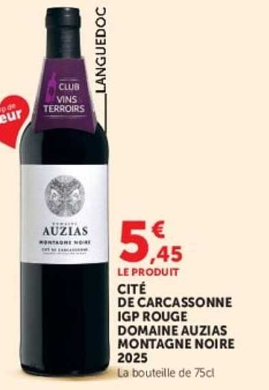 CITÉ DE CARCASSONNE IGP ROUGE DOMAINE AUZIAS MONTAGNE NOIRE 2025