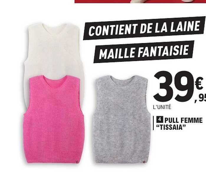 CONTIENT DE LA LAINE MAILLE FANTAISIE 4 PULL FEMME “TISSAIA”